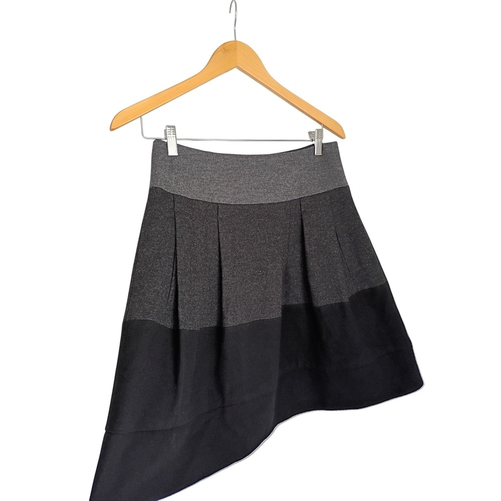 Vince Grey Black Colorblock Wool Blend Pleated Mini Skirt Pockets Sz 6/S $368